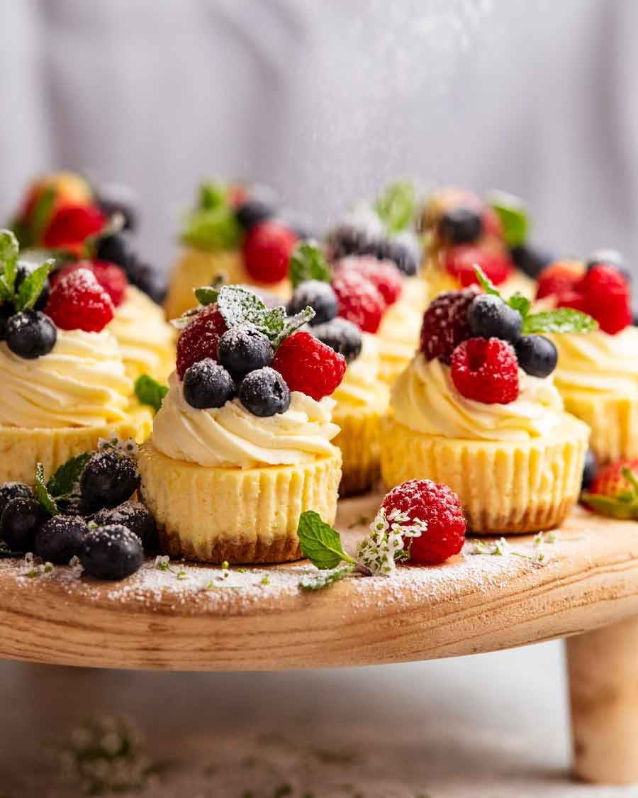 mini-cheesecakes_7-2 Platter of Mini cheesecakes ready to be served