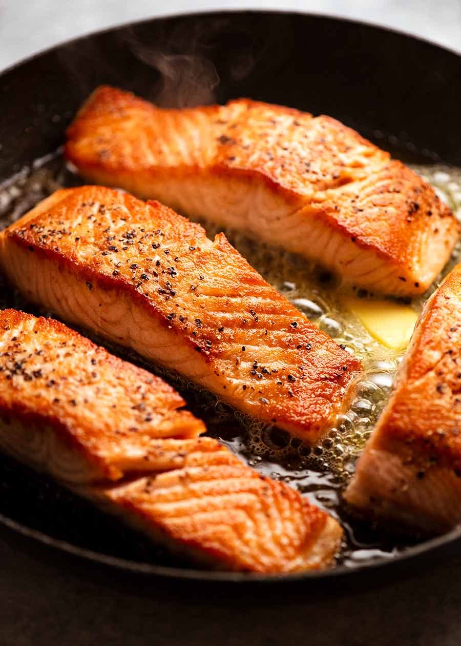 salmon-in-creamy-herb-garlic-sauce_3 Pan Seared Salmon for Creamy Herb & Garlic Salmon Sauce