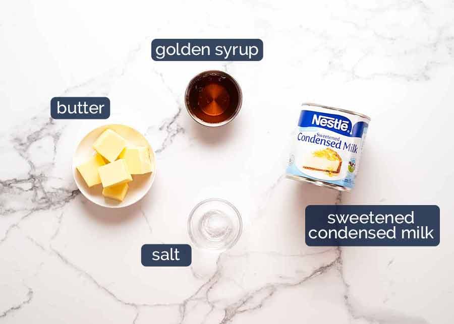 salted-caramel-ingredients-for-brownie Ingredients in Caramel Brownies