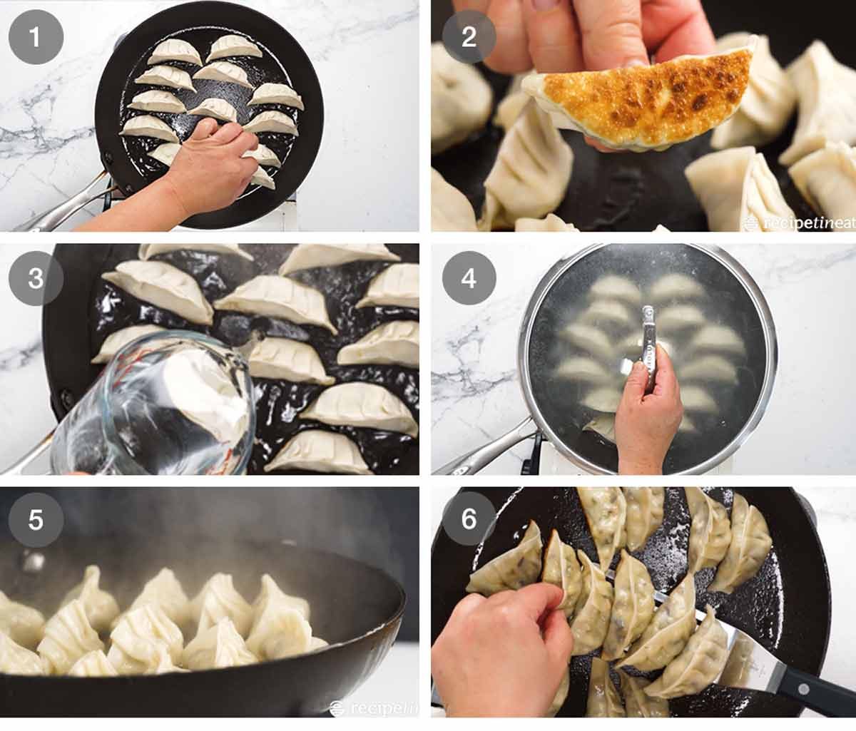 7-how-to-cook-vegetable-dumplings How to pan-steam Vegetable Dumplings (Potstickers)