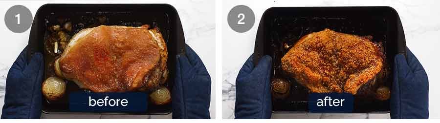 before-and-after-hot-blast Pork roast before and after hot blast