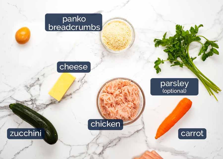 chicken-rissoles-ingredients Ingredients for Chicken rissoles (chicken patties)