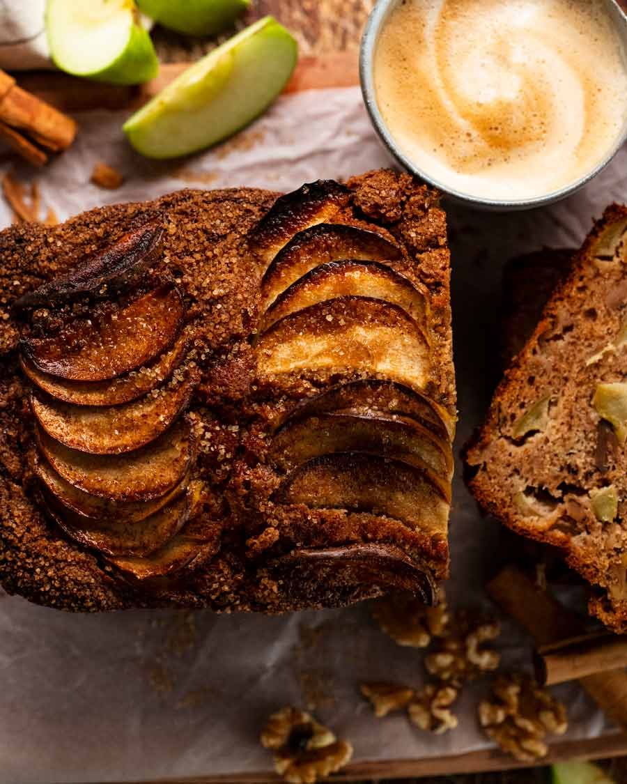 cinnamon-apple-bread_9 Close up overhead photo of Cinnamon Apple Bread