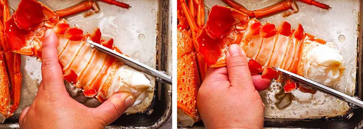 cutting-either-side-of-tail How to remove shell from lobster