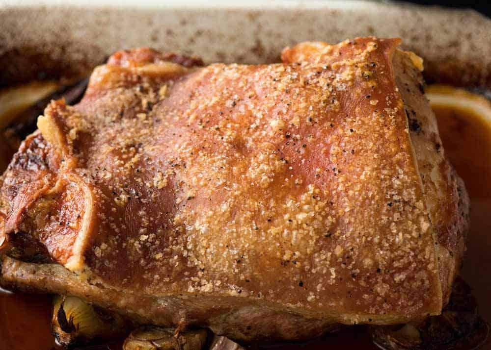 dsc_2026 Slow Roasted Pork Shoulder before crisping up crackling with high heat.
