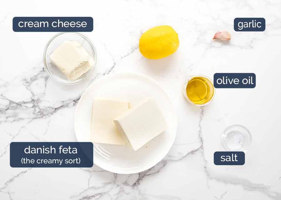 feta-dip-ingredients-1 Ingredients in Creamy Feta Dip