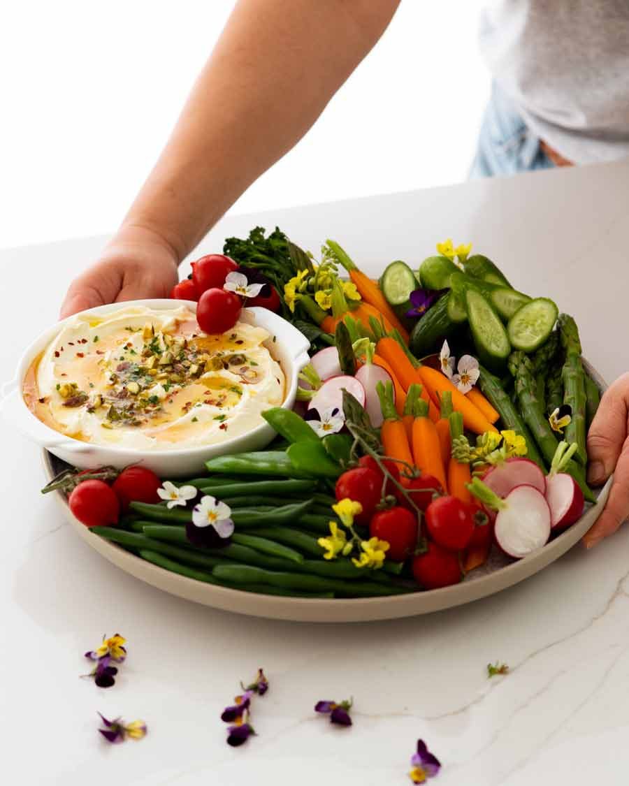 feta-dip_7 Creamy Feta Dip with crudités - vegetable sticks