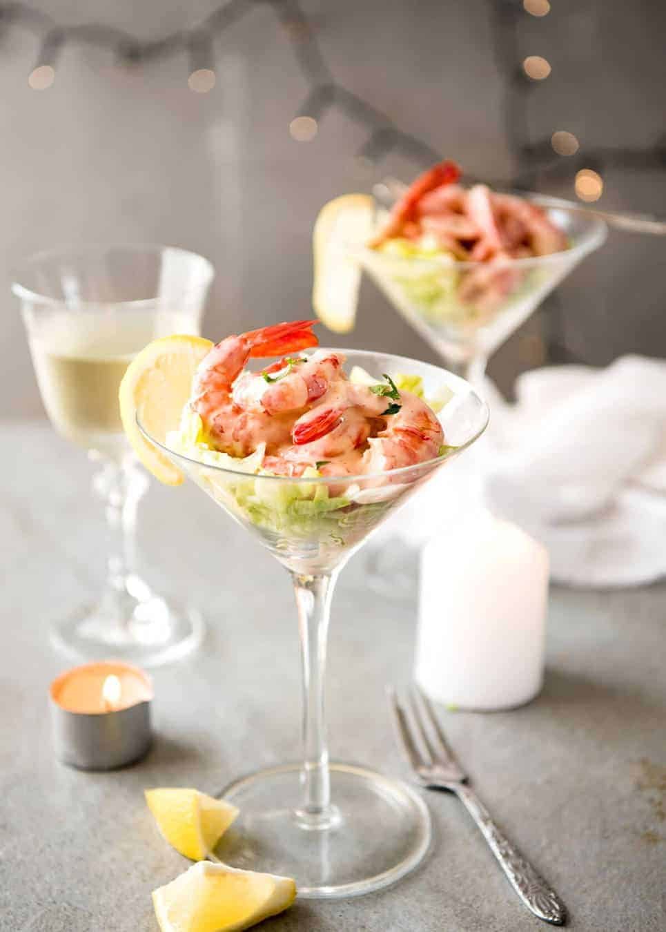 prawn-cocktails-5 Prawn Cocktail - Prawns (shrimp) tossed in a Marie Rose Sauce, the classic pink mayonnaise sauce for prawn cocktails. Fast, fresh and delicious! www.recipeteineats.com