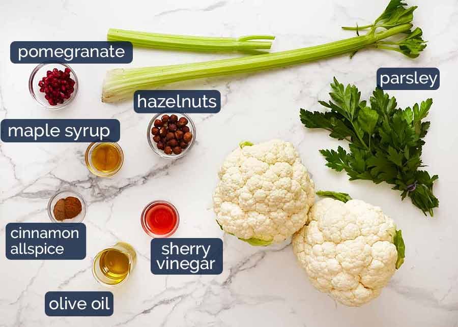 roasted-cauliflower-salad-ingredients Ingredients in Yotam Ottolenghi's Roasted Cauliflower Salad