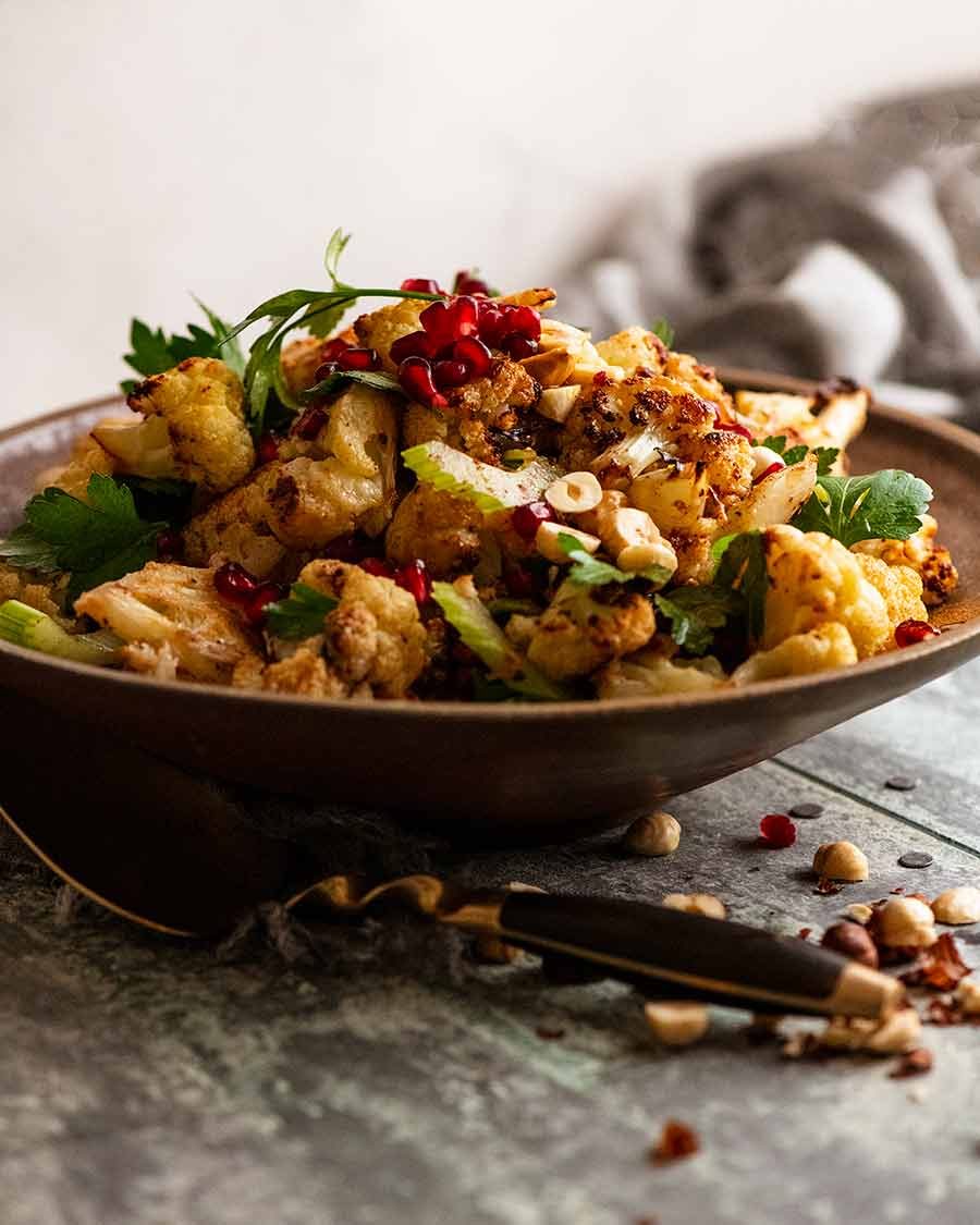 yotam-ottolenghis-cauliflower-salad_2 Cauliflower Salad in a rustic bowl, ready to be eaten