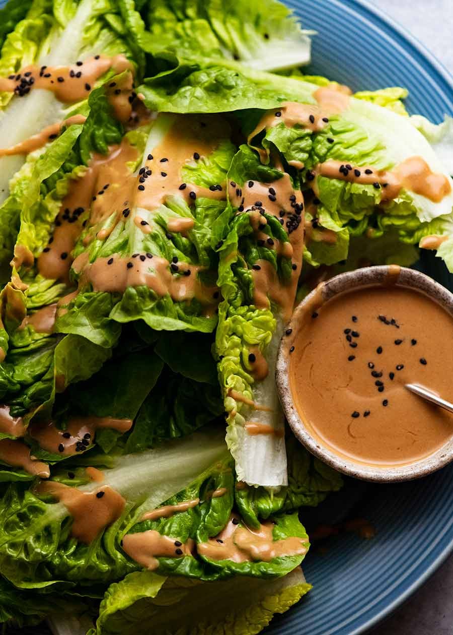 chinese-peanut-sesame-sauce-for-lettuce_0 Close up of Spicy Joint Creamy Sesame Sauce Lettuce Salad