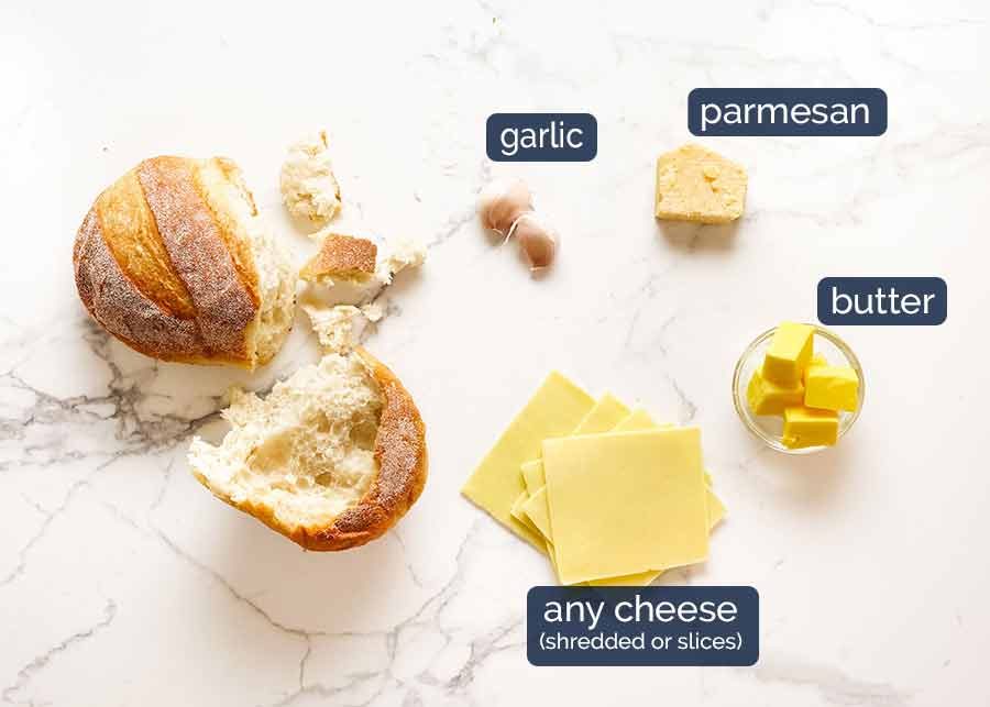 garlic-bread-topping-for-leftover-turkey-pot-pie Ingredients for garlic bread topping of Leftover Turkey Pot Pie