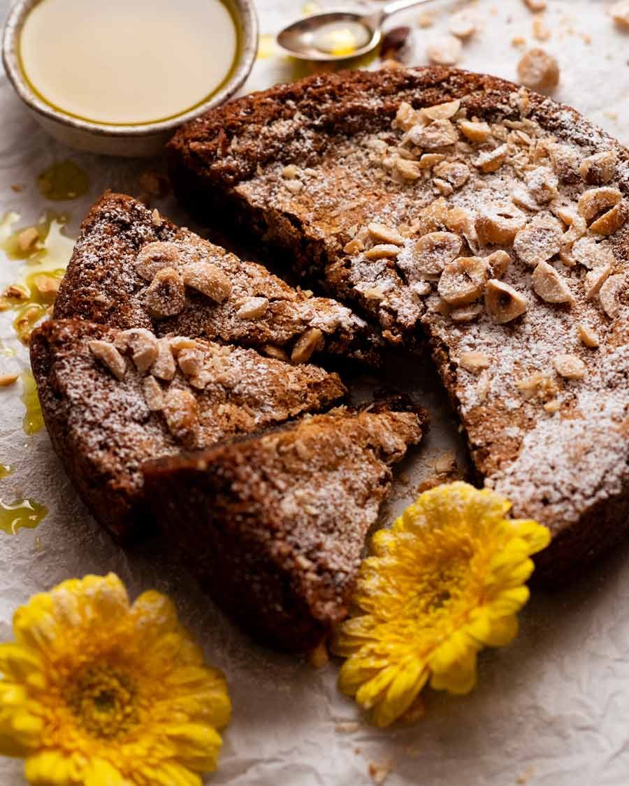 olive-oil-hazelnut-cake_6 Freshly made Olive oil hazelnut cake ready to be served