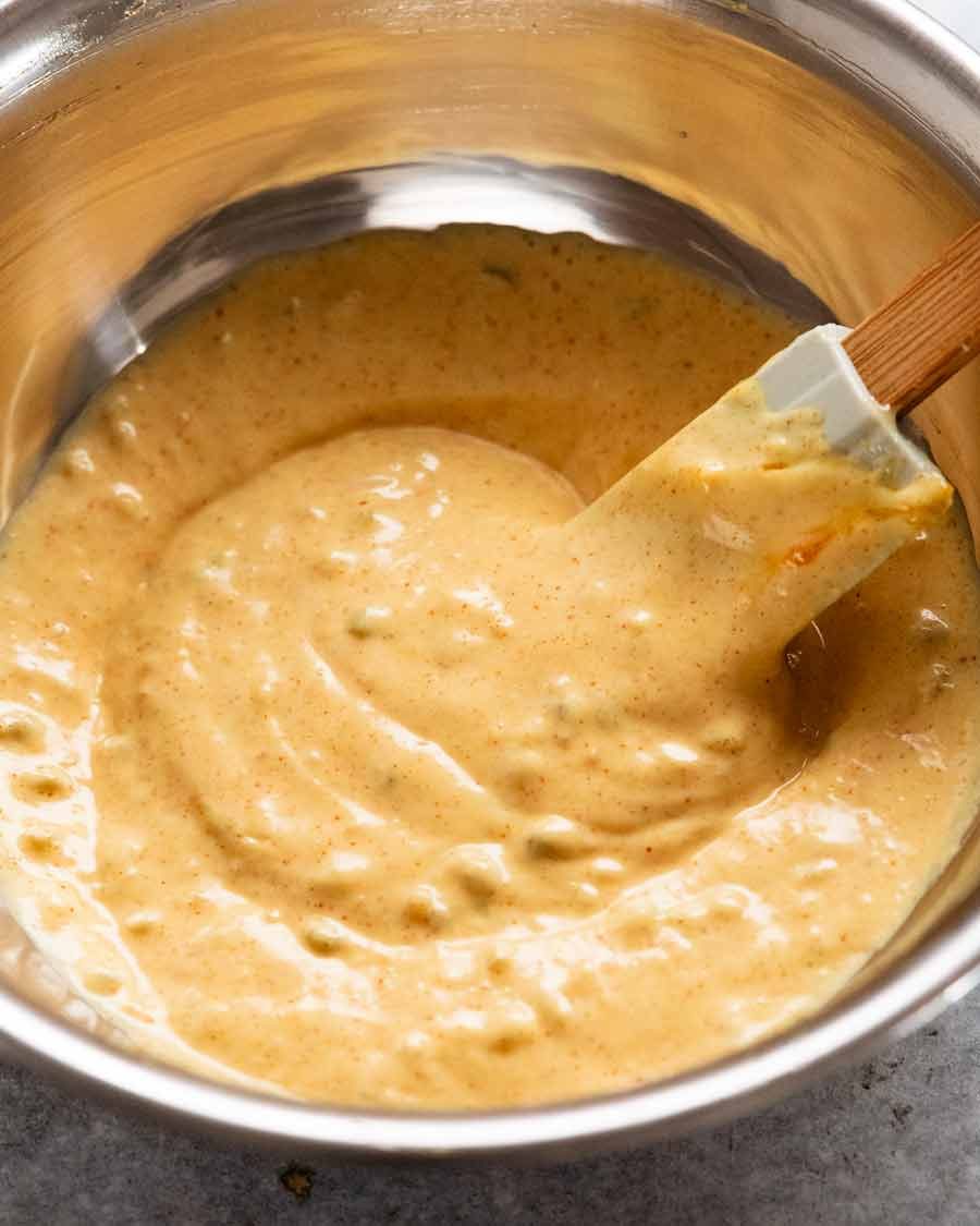 special-burger-sauce_3 Special burger sauce for hamburgers in a mixing bowl ready for use