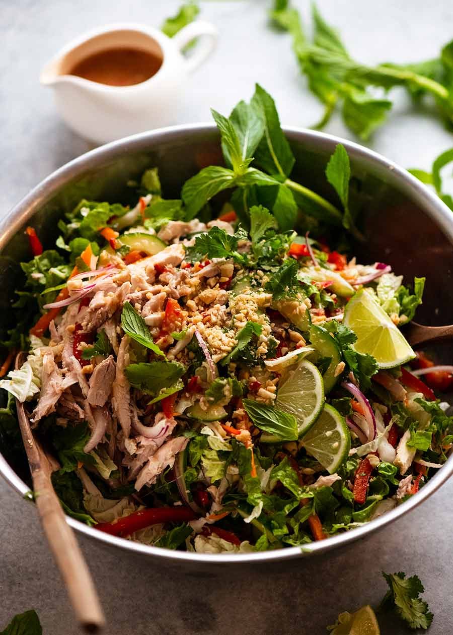 vietnamese-chicken-salad_2 Vietnamese Chicken Salad in a silver bowl