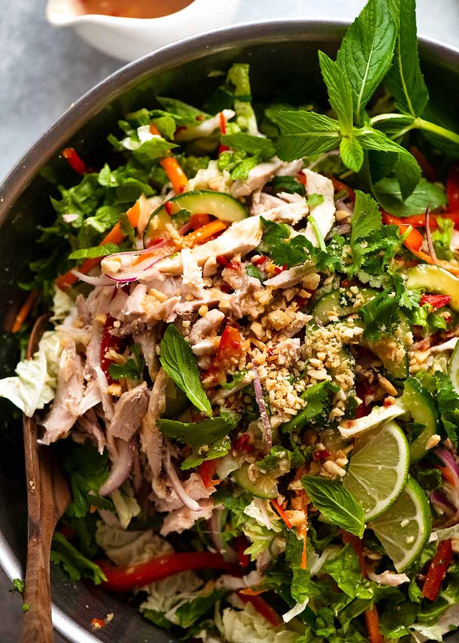 vietnamese-chicken-salad_3 Close up of Vietnamese Chicken Salad in a bowl, ready to be eaten