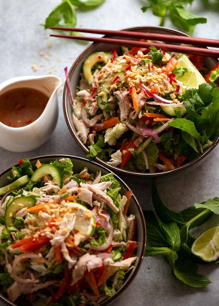 vietnamese-chicken-salad_4 Two bowls of Vietnamese Chicken Salad ready to be eaten