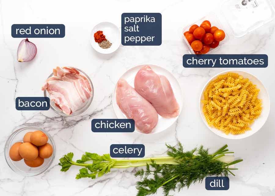 creamy-avocado-ranch-pasta-salad-ingredients_1 Ingredients in Chicken Pasta Salad with Avocado Ranch Dressing
