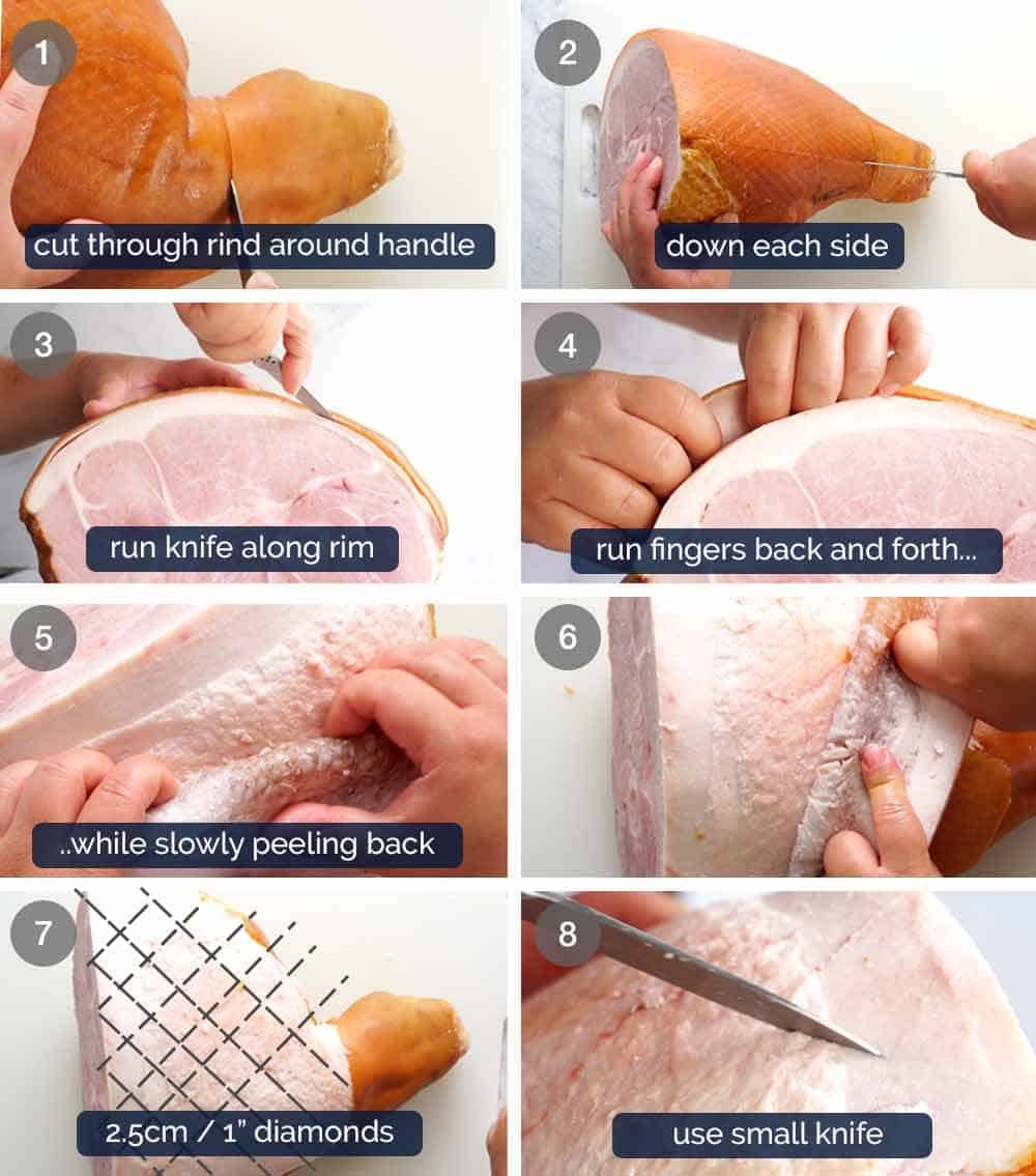 how-to-remove-ham-rind Glazed Ham - how to remove rind from ham