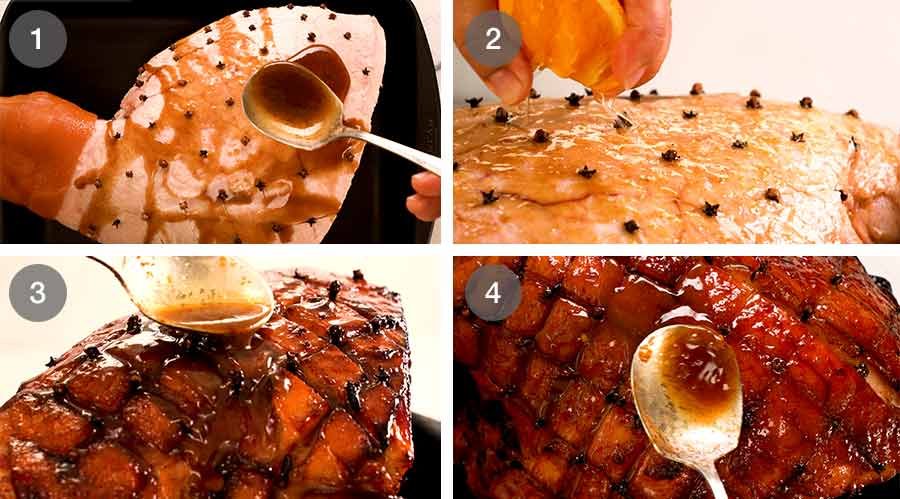 maple-glazed-ham-basting-and-baking How to make Maple Glazed Ham