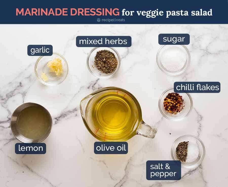 marinade-dressing-ingredients-for-vegetable-pasta-salad Ingredients for vegetable marinade