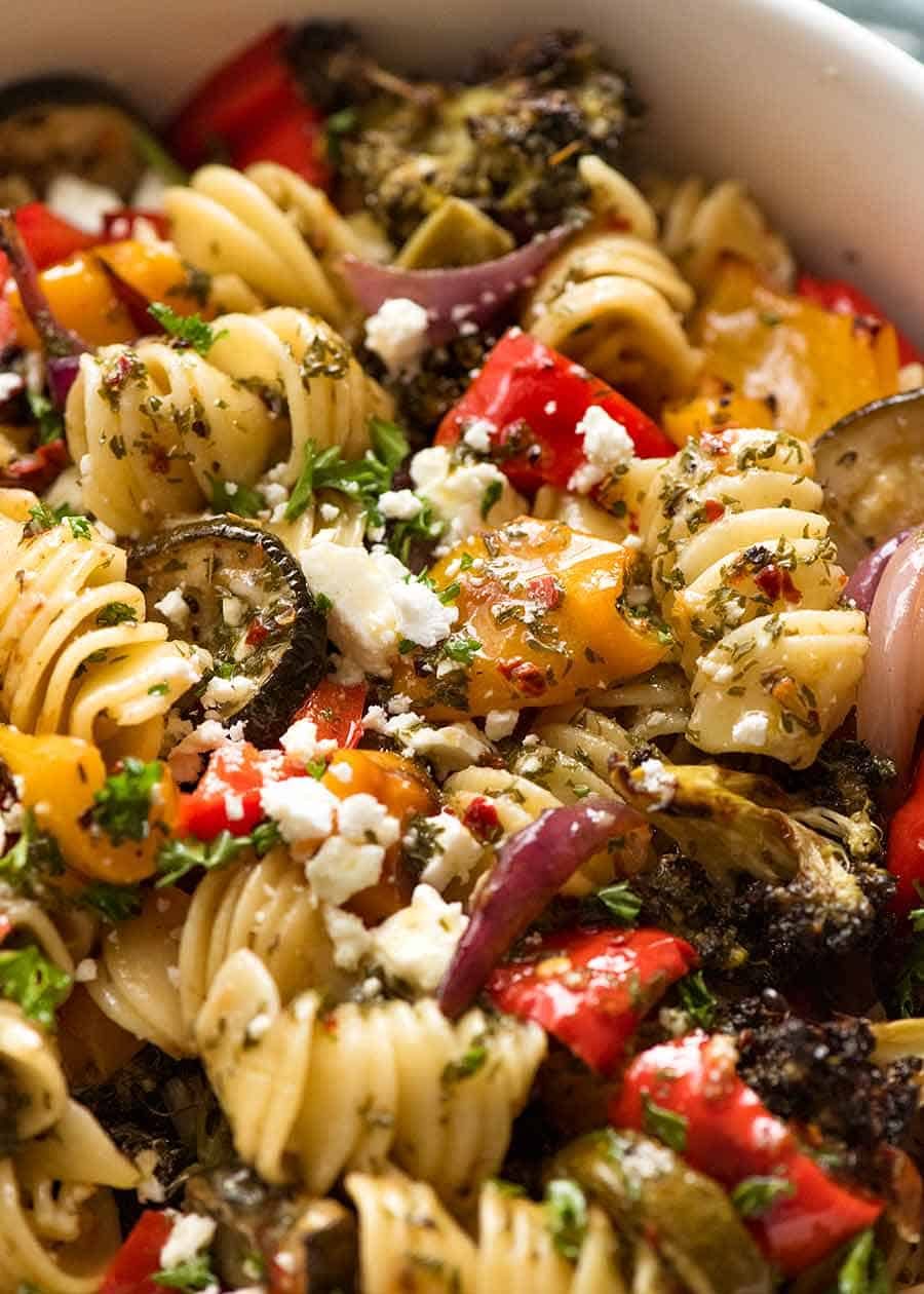 marinated-vegetable-pasta-salad_6 Close up of Amazing Vegetarian Pasta Salad