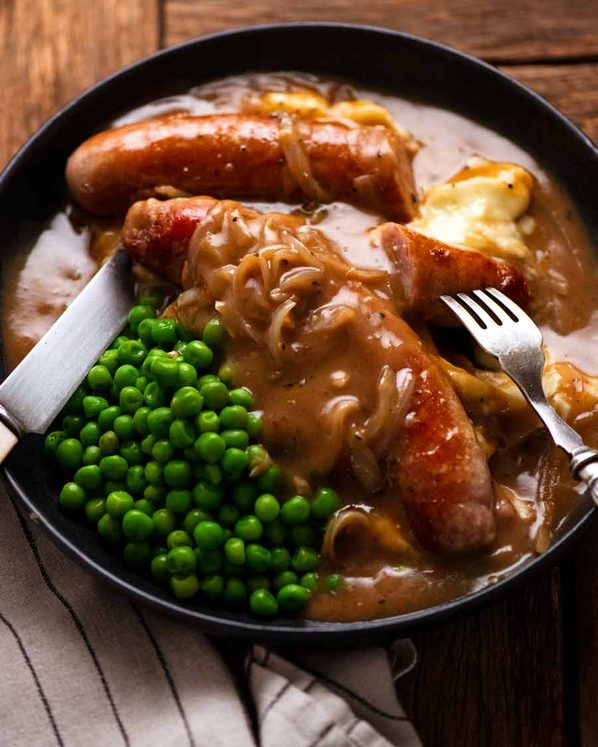 Bangers and Mash (Sausage with Onion Gravy) post thumbnail image