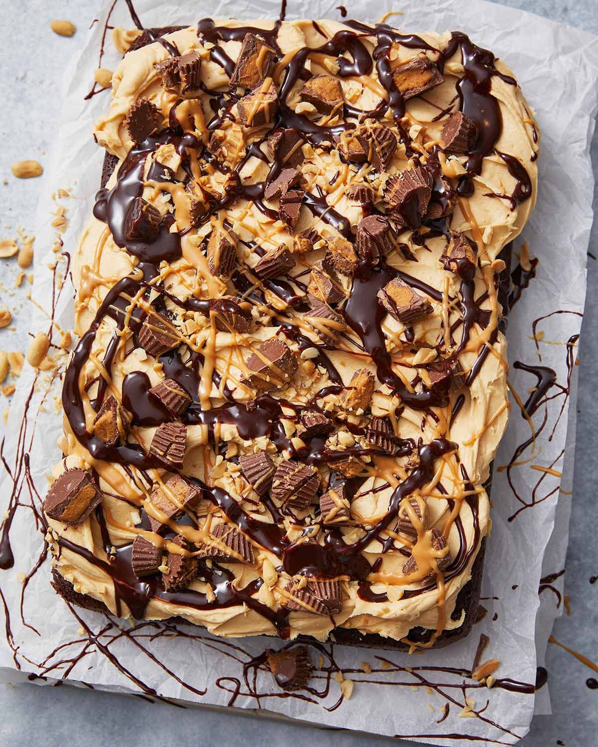 chocolate-peanut-butter-cake-5 Overhead photo of Chocolate peanut butter cake
