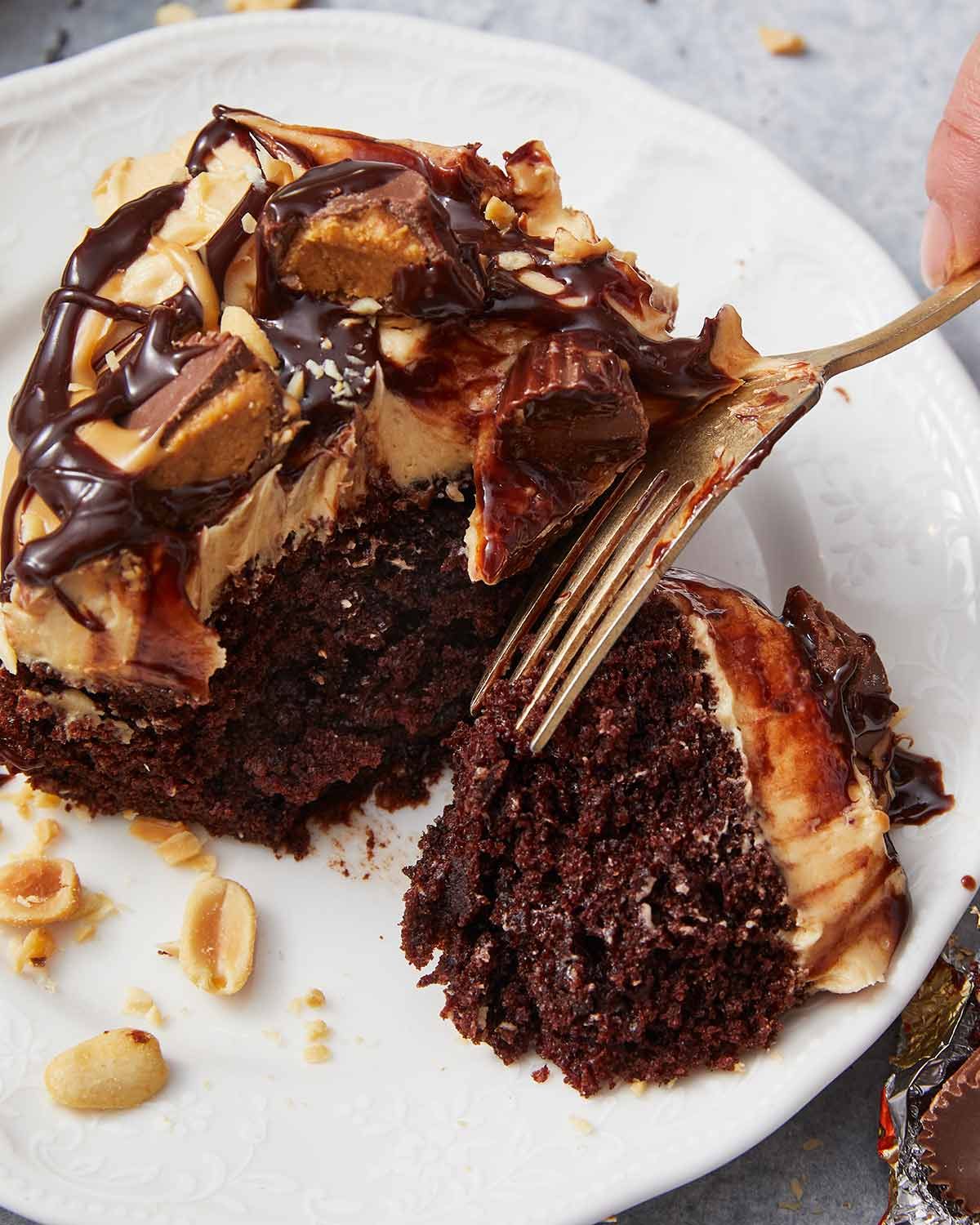 chocolate-peanut-butter-cake-7 Eating Chocolate peanut butter cake