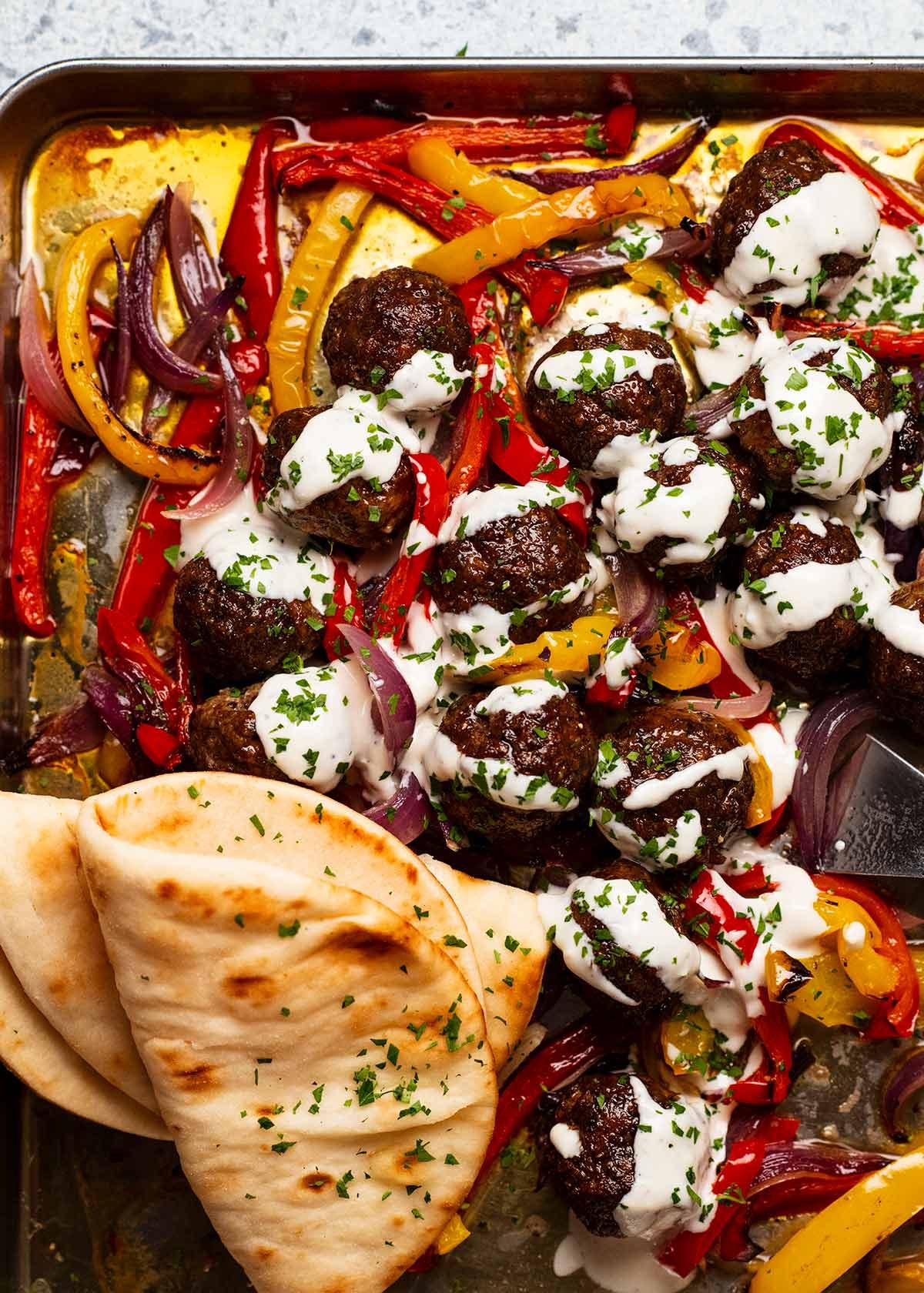baked-lamb-kofta-meatballs_2-1 Freshly made Baked lamb kofta meatballs and vegetables