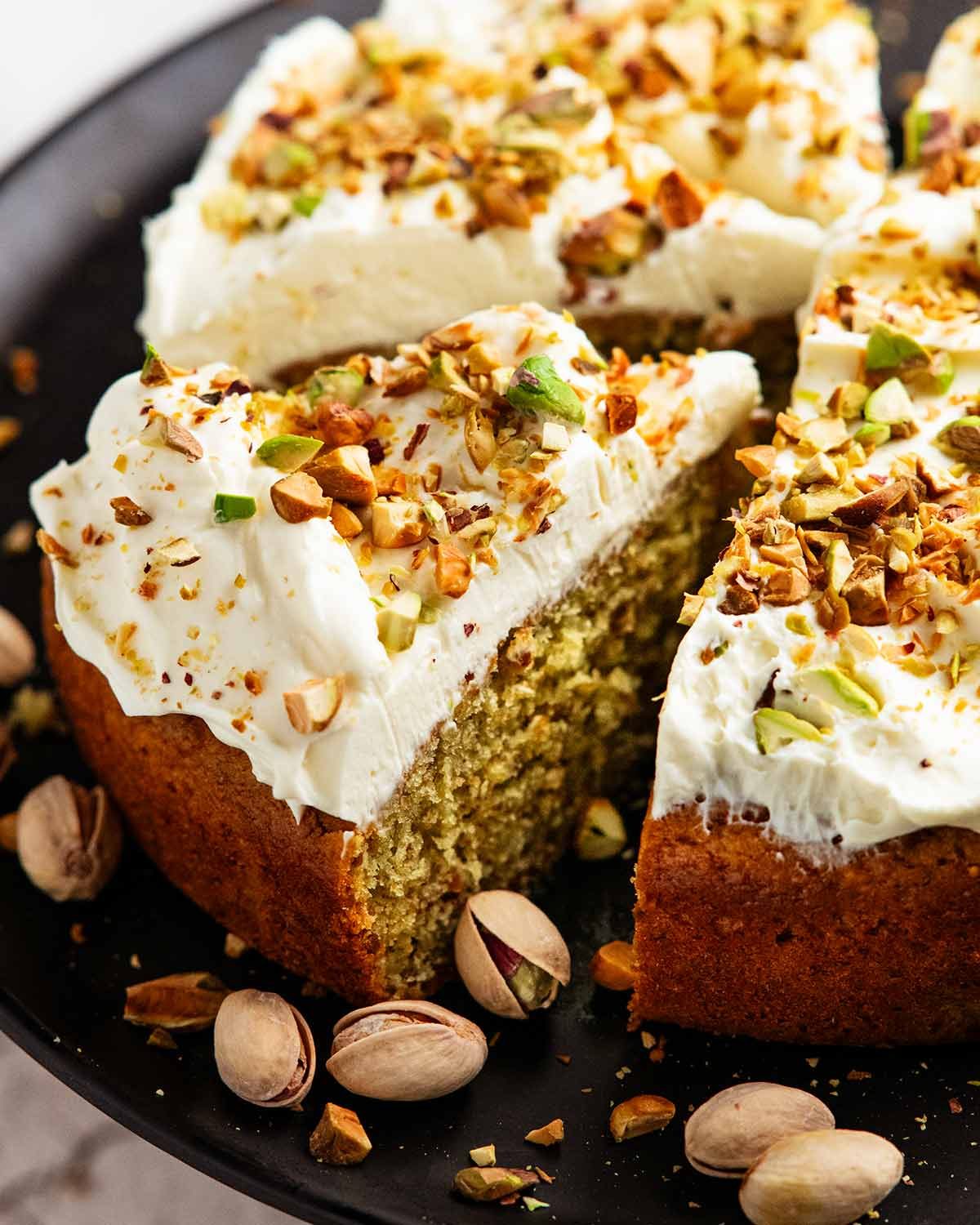 pistachio-cake_9-3 Close up slice of Pistachio cake