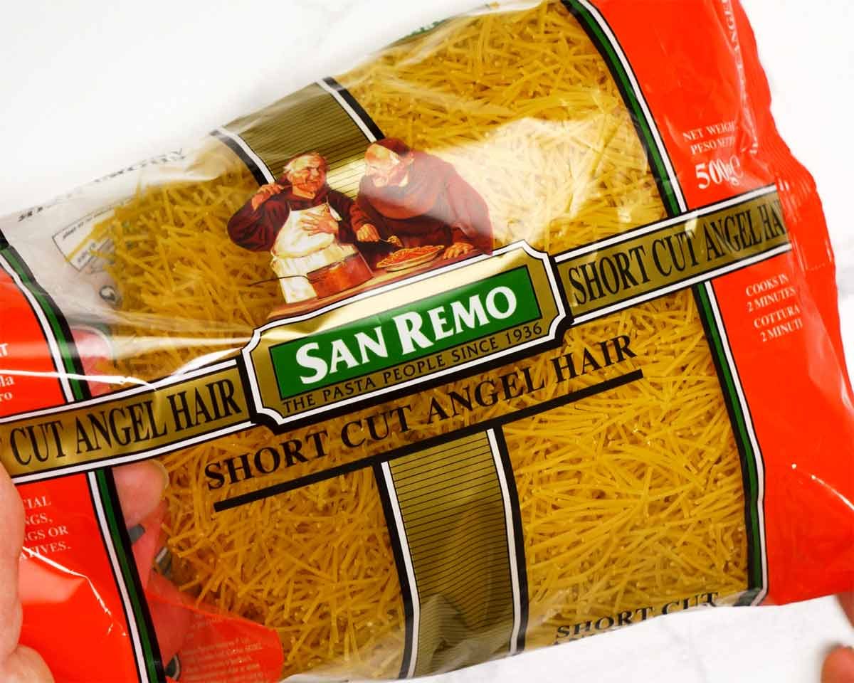 short-cut-angel-hair-pasta Broken angel hair pasta for Creamy chicken noodle soup