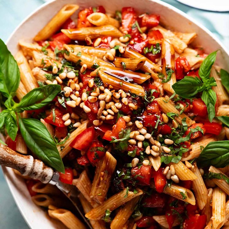 Bruschetta summer pasta salad post thumbnail image