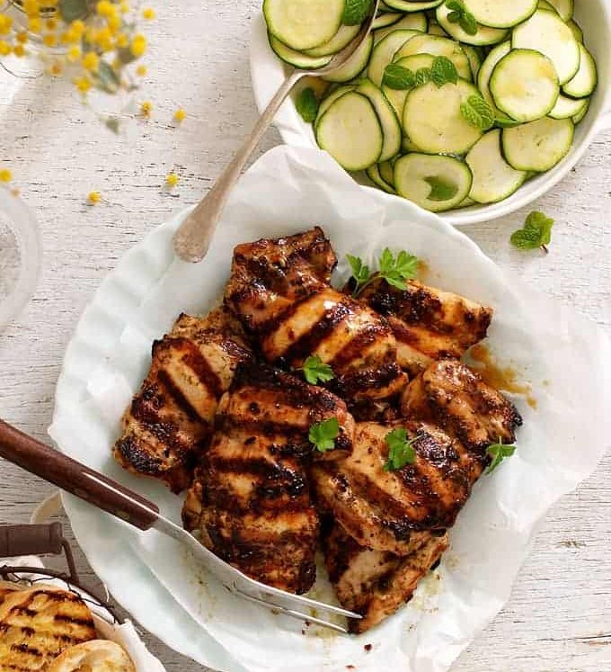 Italian Marinated Grilled Chicken with Zucchini - using a marinade that doubles as a dressing is a nifty way to make midweek meals even faster!