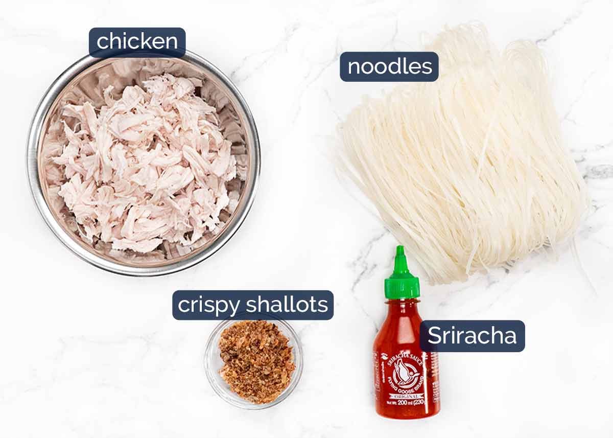 Ingredients in Green Ginger Rice Noodles with chicken