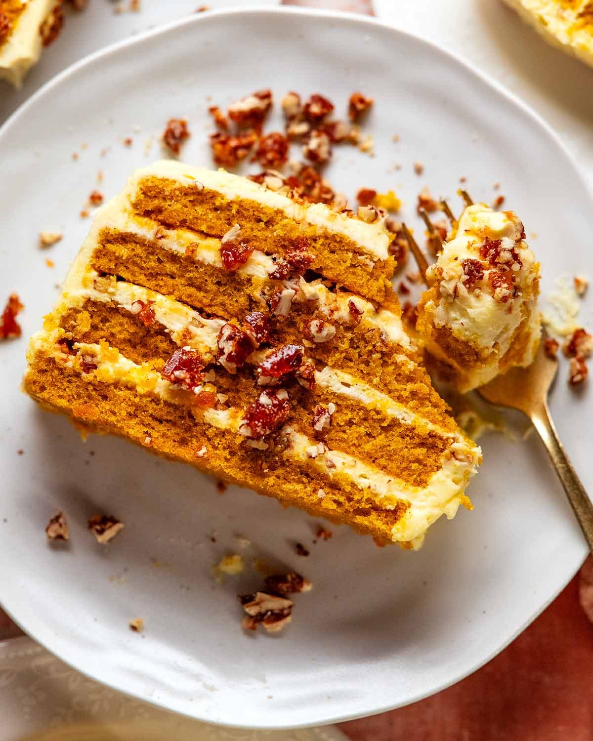 Toffee Pecan Cream Cheese Pumpkin Layer Cake